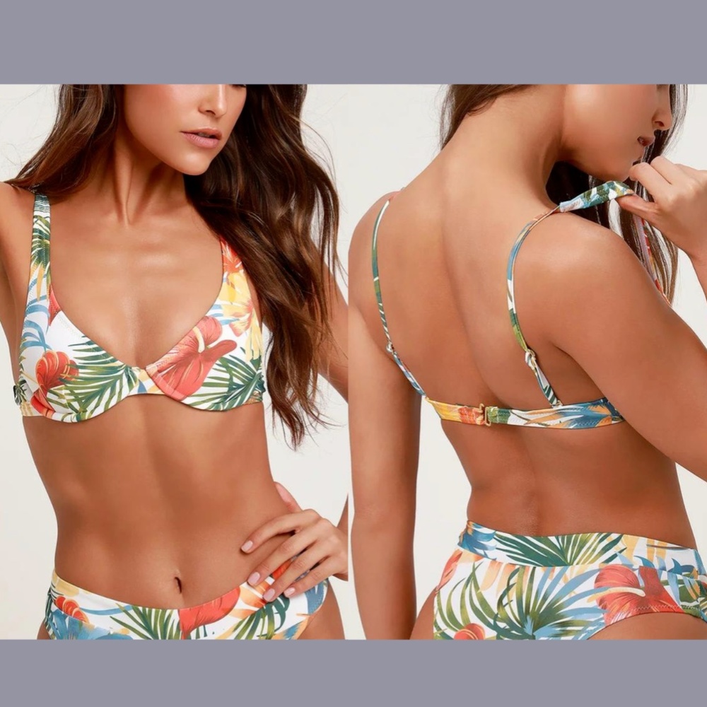 NEW Rhythm [ Medium‎ ] Tropicana White Tropical Underwire Bikini Top